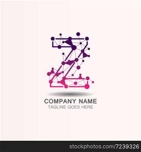 Letter Z logo with Technology template concept network icon vector