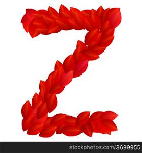 Letter Z of red petals alphabet