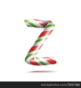 Letter Z Vector. 3D Realistic Candy Cane Alphabet Symbol In Christmas Colours. New Year Letter Textured With Red, White. Typography Template. Striped Craft Isolated Object. Xmas Art Illustration. Letter Z Vector. 3D Realistic Candy Cane Alphabet Symbol In Christmas Colours. New Year Letter Textured With Red, White. Typography Template. Striped Craft Isolated Object. Xmas Art