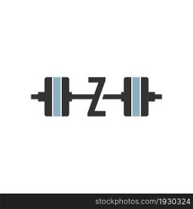 Letter Z with barbell icon fitness design template vector