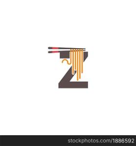 Letter Z with chopsticks and noodle icon logo design template