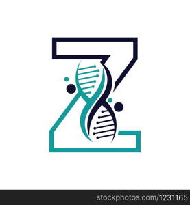 Letter Z with DNA logo or symbol Template design vector
