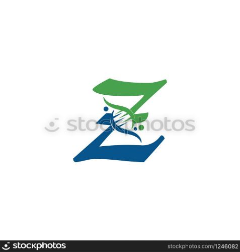 Letter Z with DNA logo or symbol Template design vector