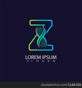 Letter Z with DNA logo or symbol template design vector