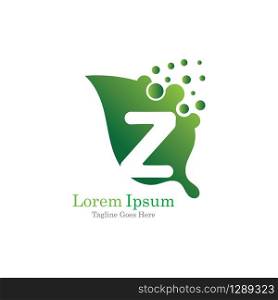 Letter Z with leaf creative logo concept template design symbol modern