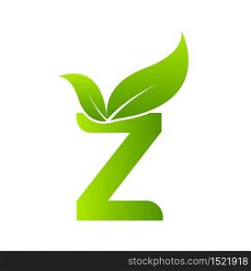 Letter z with leaf element, Ecology concept.