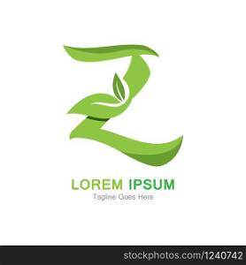 Letter Z with leaf logo concept template design
