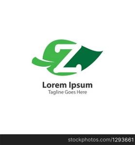 Letter Z with leaf logo concept template design symbol