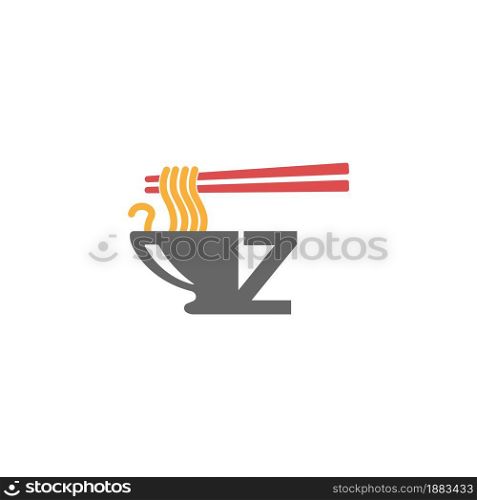 Letter Z with noodle icon logo design vector template