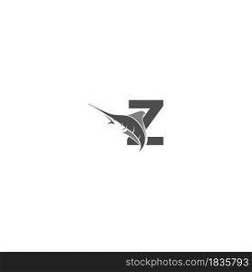 Letter Z with ocean fish icon template vector