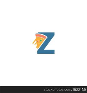 Letter Z with pizza icon logo vector template