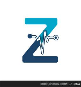 Letter Z with Pulse Logo Vector Element Symbol Template