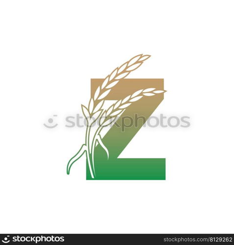 Letter Z with rice plant icon illustration template vector