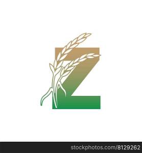 Letter Z with rice plant icon illustration template vector