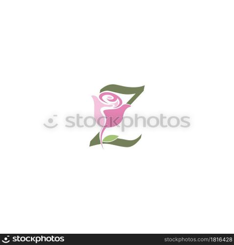 Letter Z with rose icon logo vector template illustration