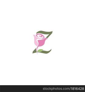 Letter Z with rose icon logo vector template illustration