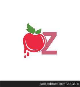 Letter Z with tomato icon logo design template illustration vector