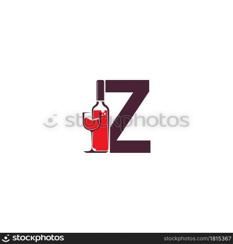 Letter Z with wine bottle icon logo vector template