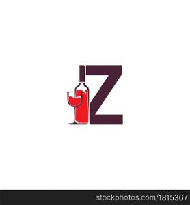 Letter Z with wine bottle icon logo vector template