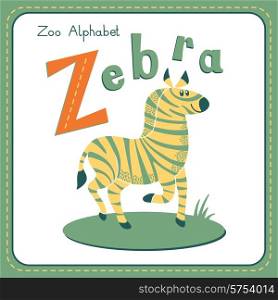Letter Z - Zebra. Alphabet with cute animals. Vector illustration. Other letters from this set are available in my portfolio.