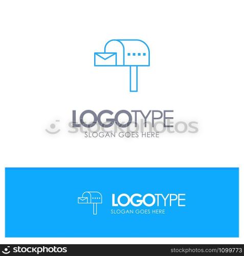 Letterbox, Email, Mailbox, Box Blue outLine Logo with place for tagline