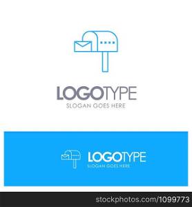 Letterbox, Email, Mailbox, Box Blue outLine Logo with place for tagline
