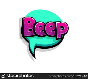 Lettering bleep, beep. Comic text logo sound effects. Vector bubble icon speech phrase, cartoon font label, sounds illustration. Comics book funny text.. Comic text bleep beep logo sound effects