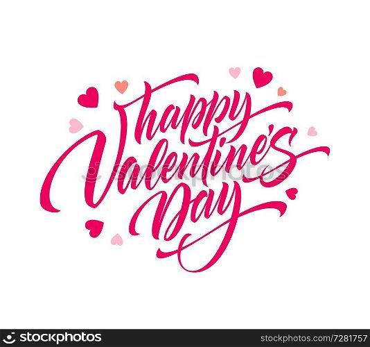 Lettering Happy Valentines Day. Greeting card template with typography text . Vector illustration EPS10. Lettering Happy Valentines Day. Greeting card template with typography text . Vector illustration