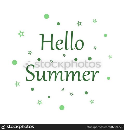 Lettering hello summer, vector. Green inscription on a white background.