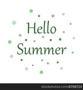 Lettering hello summer, vector. Green inscription on a white background.