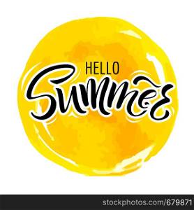 Lettering hello summer wrote by brush. Hello summer calligraphy.