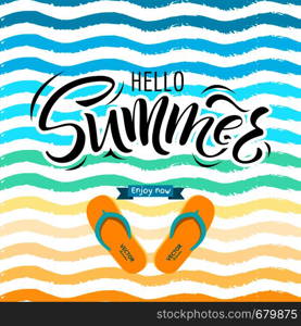 Lettering hello summer wrote by brush. Hello summer calligraphy.