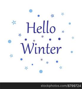 Lettering hello winter, vector. The inscription is blue on a white background.