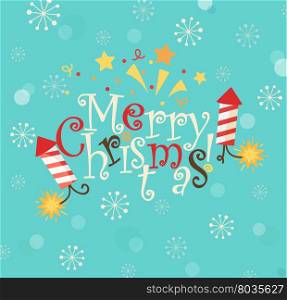 Lettering - merry Christmas in flat style. Vector illustration.
