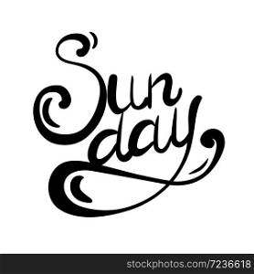 Lettering Sunday written by hand. Calligraphic inscription. Vector element for banners, printing on T-shirts, postcards and your design. Lettering Sunday written by hand. Calligraphic inscription.