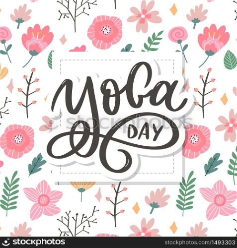 Lettering Yoga. Vector background International Yoga Day. Vector design for poster, T-shirts, bags. Yoga typography. Vector elements for labels, logos, icons. Lettering Yoga. Vector background International Yoga Day. Vector design for poster, T-shirts, bags. Yoga typography. Vector elements for labels, logos, icons, badges.