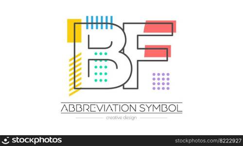 Letters B and F. Merging of two letters. Initials logo or abbreviation symbol. Vector illustration for creative design and creative ideas. Flat style.