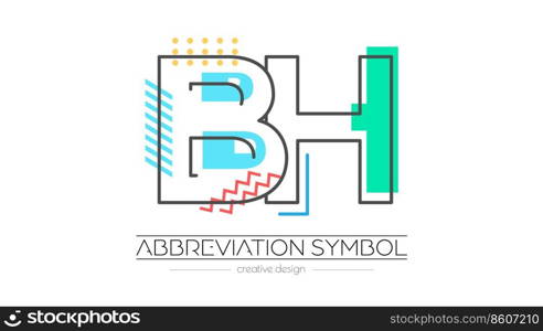 Letters B and H. Merging of two letters. Initials logo or abbreviation symbol. Vector illustration for creative design and creative ideas. Flat style.