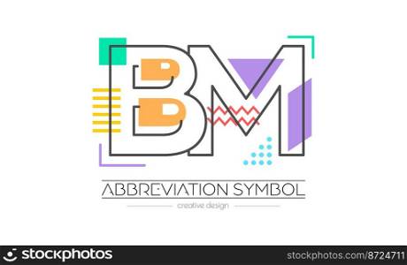 Letters B and M. Merging of two letters. Initials logo or abbreviation symbol. Vector illustration for creative design and creative ideas. Flat style.