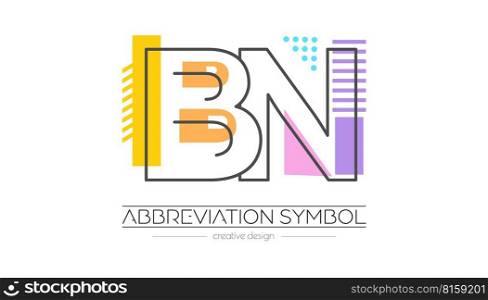 Letters B and N. Merging of two letters. Initials logo or abbreviation symbol. Vector illustration for creative design and creative ideas. Flat style.