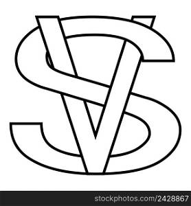 Letters intertwined V and S, vs versus logo, vector logo VS letters for sports, fight, competition, versus battle, match, v and s letters game