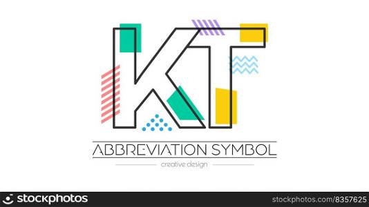 Letters K and T. Merging of two letters. Initials logo or abbreviation symbol. Vector illustration for creative design and creative ideas. Flat style.