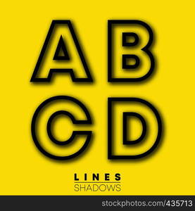 Letters linear design. Set of letter A, B, C, D template for logo or icon. Vector illustration.. Letters linear design. Set of letter A, B, C, D template for logo or icon