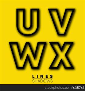 Letters linear design. Set of letter U, V, W, X template for logo or icon. Vector illustration.. Letters linear design. Set of letter U, V, W, X template for logo or icon