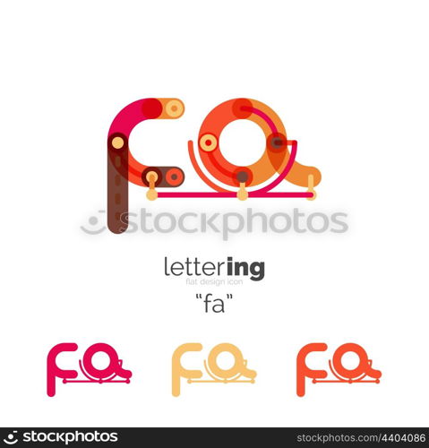 Letters logo icon. Letter logo business linear icon on white background. Alphabet initial letters company name concept. Flat thin line segments connected to each other. Flat cartoon industrial wire or tube design of ABC typeface