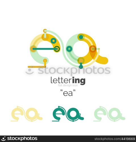 Letters logo icon. Letter logo business linear icon on white background. Alphabet initial letters company name concept. Flat thin line segments connected to each other. Flat cartoon industrial wire or tube design of ABC typeface