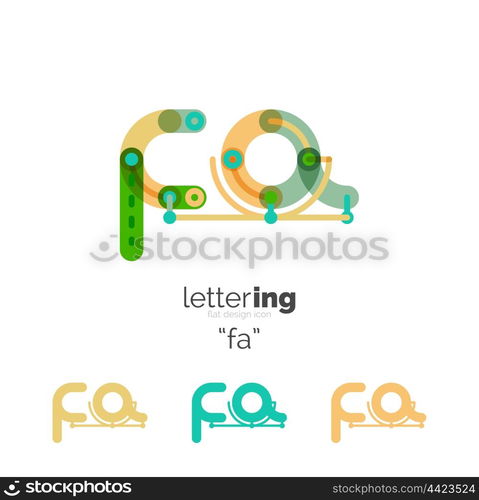 Letters logo icon. Letter logo business linear icon on white background. Alphabet initial letters company name concept. Flat thin line segments connected to each other. Flat cartoon industrial wire or tube design of ABC typeface