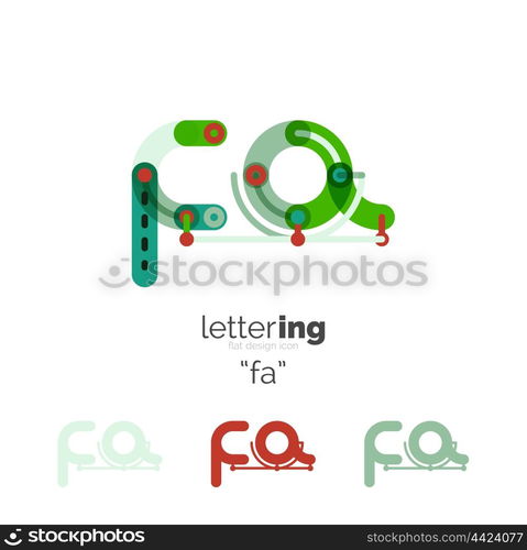 Letters logo icon. Letter logo business linear icon on white background. Alphabet initial letters company name concept. Flat thin line segments connected to each other. Flat cartoon industrial wire or tube design of ABC typeface