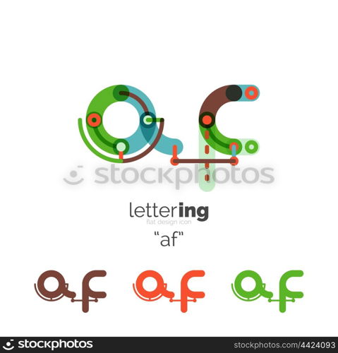 Letters logo icon. Letter logo business linear icon on white background. Alphabet initial letters company name concept. Flat thin line segments connected to each other. Flat cartoon industrial wire or tube design of ABC typeface