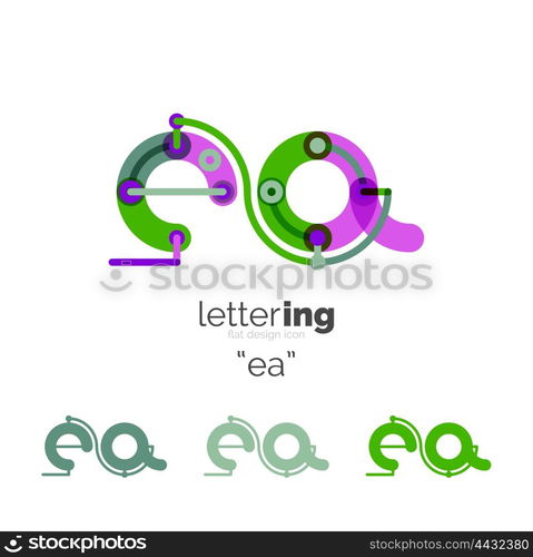 Letters logo icon. Letter logo business linear icon on white background. Alphabet initial letters company name concept. Flat thin line segments connected to each other. Flat cartoon industrial wire or tube design of ABC typeface